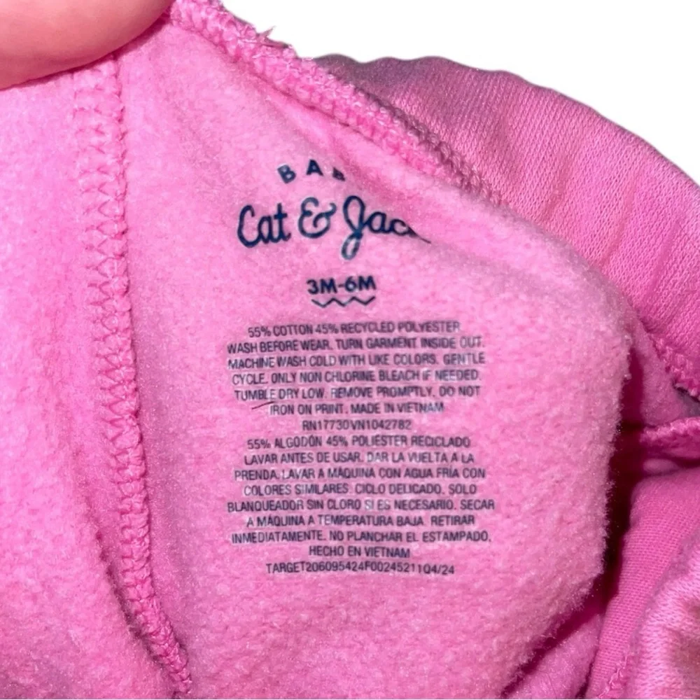 Cat & Jack Baby Girl 3 Piece Set - 3-6M - Pink Sweatpants, Sweatshirt, LS Onesie